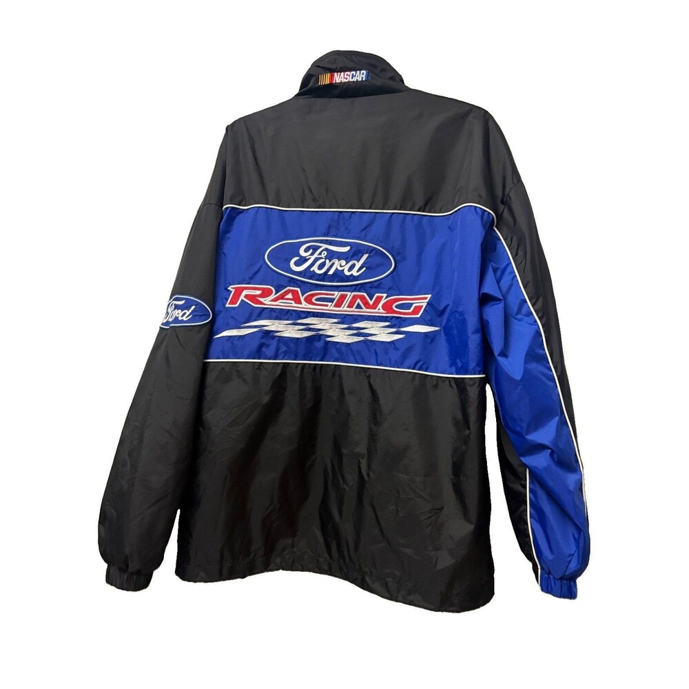 VINTAGE RACING CHAMPIONS APPAREL FORD RACING FULL ZIP WINDBREAKER JACKET SIZE L